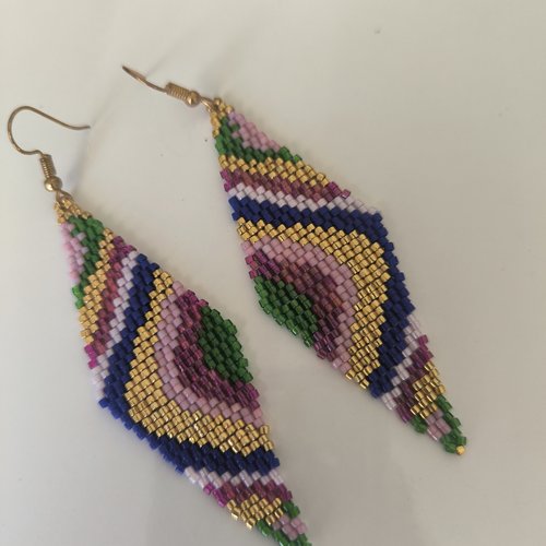 Paires de boucles d'oreilles huichols miyuki