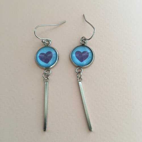 Boucles d'oreilles cabochon acier inoxydable