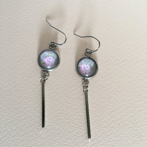 Boucles d'oreilles cabochon acier inoxydable