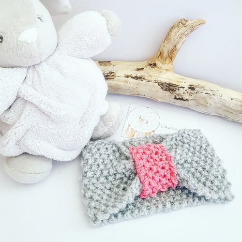 Bandeau Headband Enfant Tricot Et Fleur Au Crochet Un Grand Marche