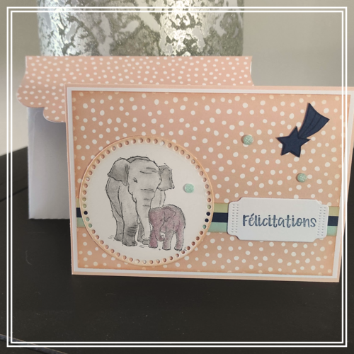 Carte naissance "félicitations" éléphants