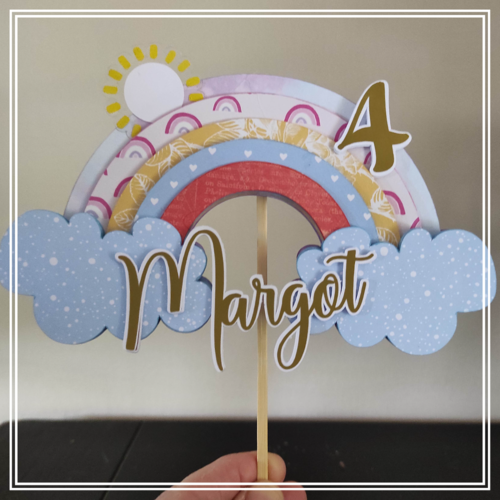 Cake topper arc en ciel "anniversaire"