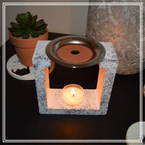 Brûleur de fondants, huiles essentiels, jesmonite, idée cadeau original, bruleur de cire parfumé, parfum ambiance, résine acryli