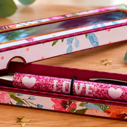 Boîte à stylo artisanale en papier cartonné fleuri – coffret cadeau fait main – idée cadeau femme, maman, maîtresse
