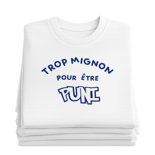 T-shirt enfant humour "trop mignon pour être puni" | flocage artisanal français | cadeau garçon 2-16 ans