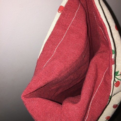 Sac A Pain En Tissu Double Lien Coulissant Motif Cerise Zero Dechet Un Grand Marche