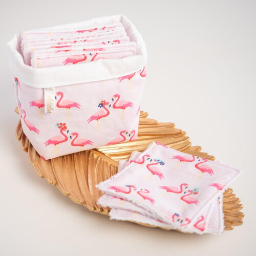 Coton lavable en tissu bio flamingo