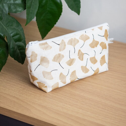 Trousse triangle en tissu ginkgo doré