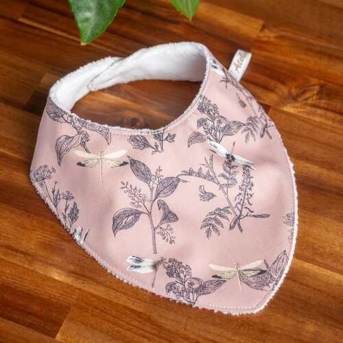 Bavoir bandana tissu bio l’herboriste rose