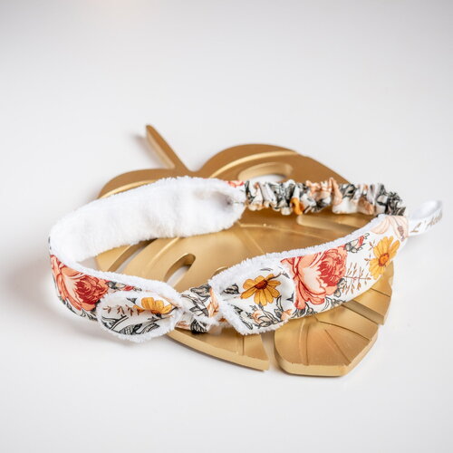 Bandeau éponge démaquillant en tissu jardin anglais