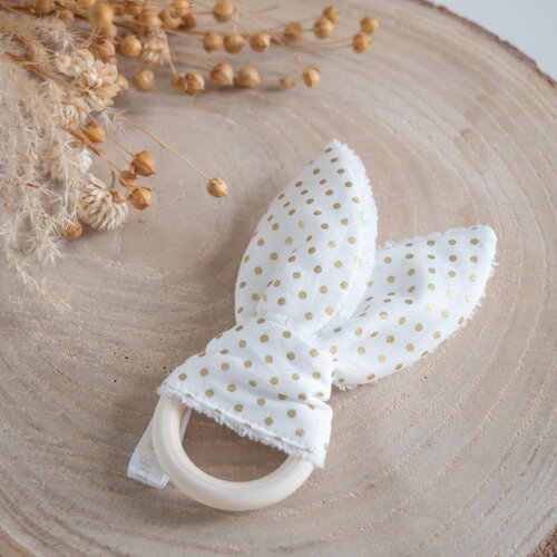 Anneau de dentition pois doré