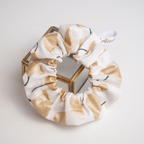 Chouchou scrunchie ginkgo doré