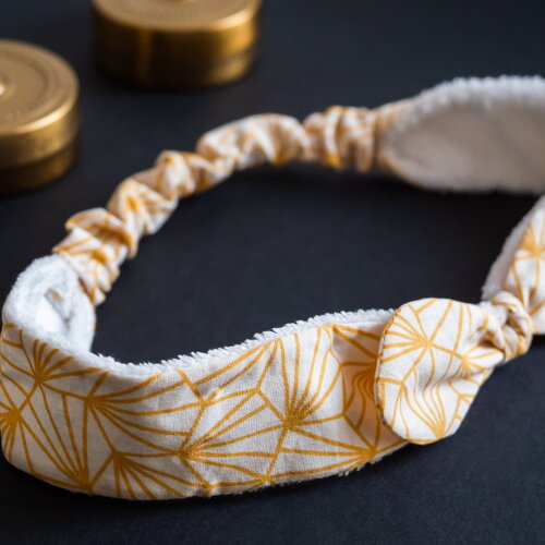 Bandeau éponge en tissu graphique jaune