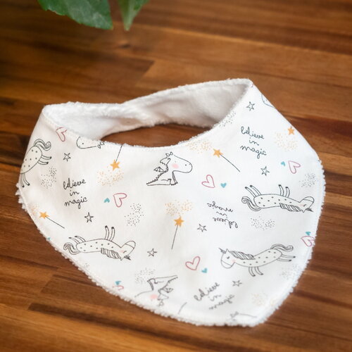 Bavoir bandana licornes phospho