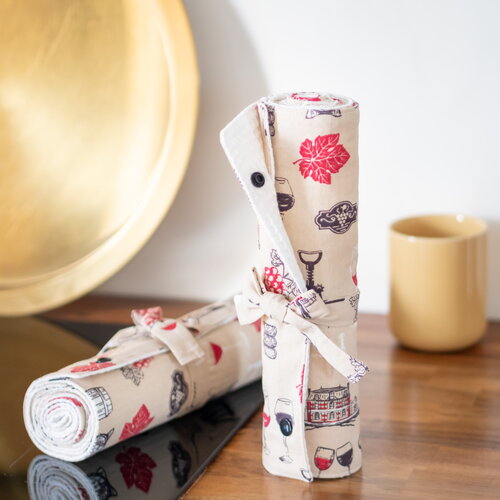 Essuie tout lavable tissu bio vin