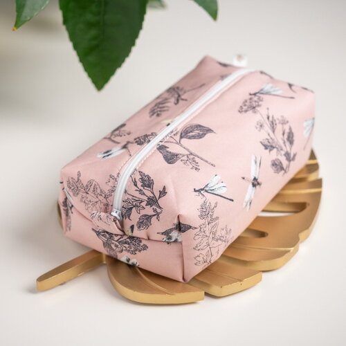 Trousse de toilette ou maquillage en tissu bio l’herboriste rose