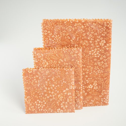 Bee wrap amarante - emballage alimentaire - lot de 3
