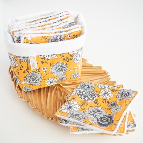Coton lavable et réutilisable mustard