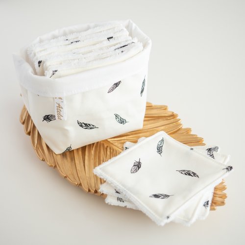 Coton lavable et réutilisable plume noire