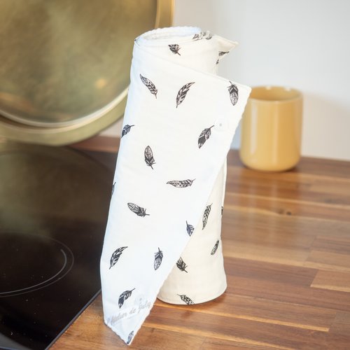 Essuie tout lavable tissu bio plume noire