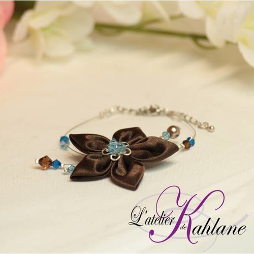 Bracelet orné de cristal de swarovski® bleu et marron