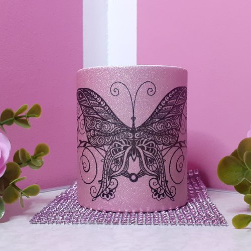 Mug glitter papillon & ses arabesques