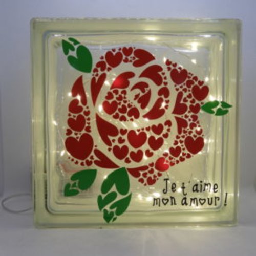 Brique de verre « rose d’amour »