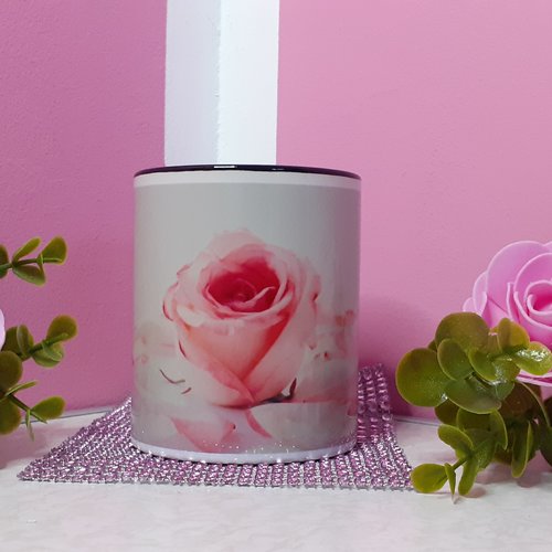 Mug bicolore noir rose rose & ses pétales