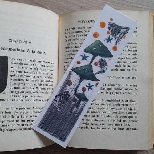 Marque pages champignons verts