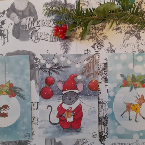 Lot de 3 cartes de voeux