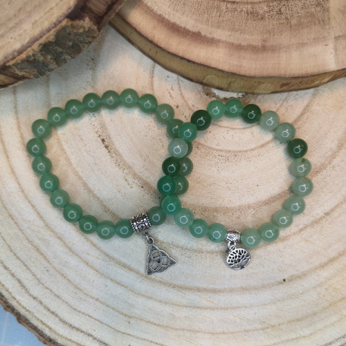 Bracelet Trèfle à 4 Feuilles en Argent et Pierres Naturelles - Aventurine