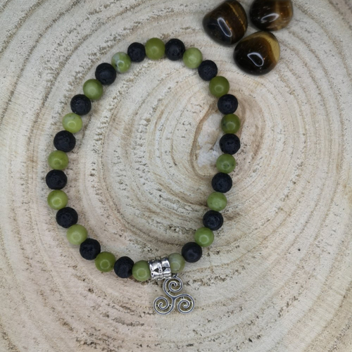 Bracelet pour homme en jade et pierre de lave - Un grand marché