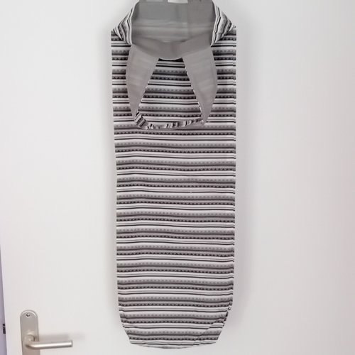 Sac à pain baguette en coton rayé, fait main, léger, pliable, lavable – sac cuisine zéro déchet style campagne chic