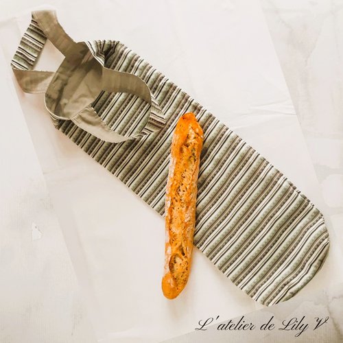 Sac à pain format baguette avec anses - sac de linge de pain - sac de rangement de cuisine