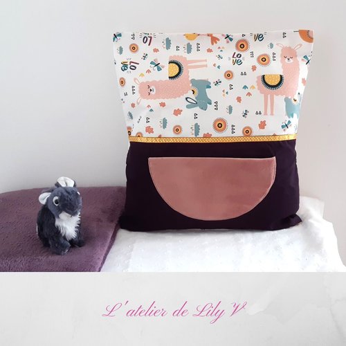 Housse de coussin range doudou - range pyjama - couverture de coussin avec poche - housse en tissus