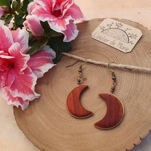 Boucles d'oreilles en bois - padouk