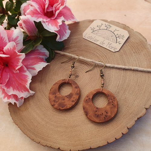 Boucles d'oreilles en bois - loupe
