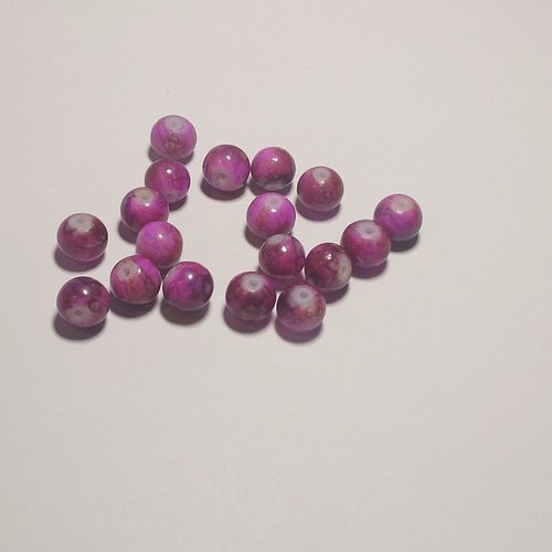 Lot de 20 perles 8 mm marbrées rose