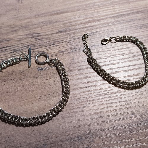 2 supports bracelet chaine - fermoir t - fermoir mousqueton