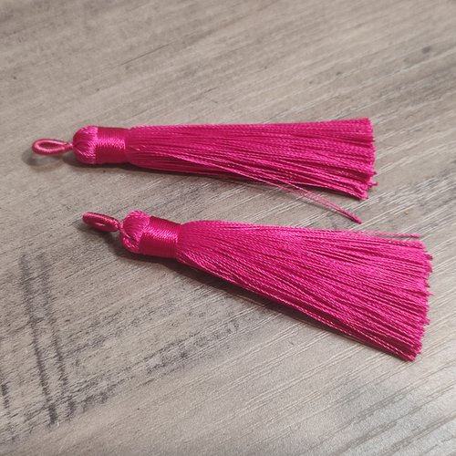 Pampilles pompons 80 mm rose - lot de 2