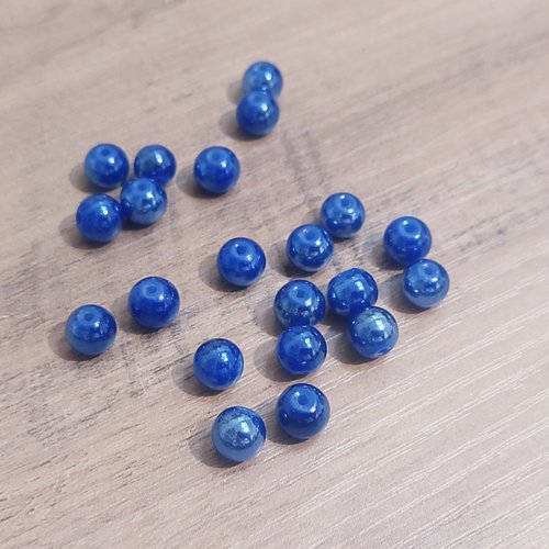 Lot de 20 perles en verre bleu foncé 8 mm