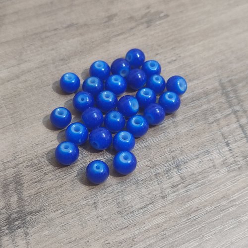 Lot de 25 perles en verre bleu foncé 8 mm