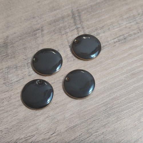 Lot de 4 sequins émaillés ronds noirs