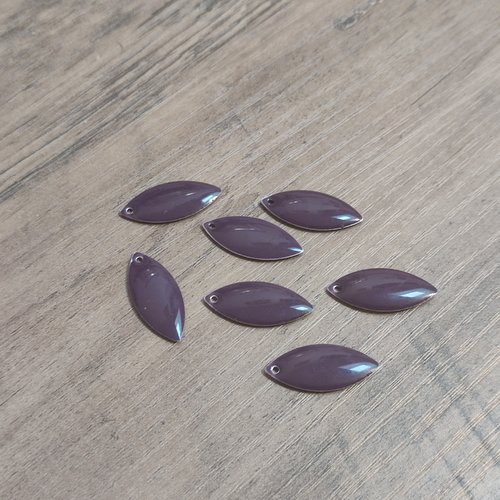 Lot de 6 sequins émaillés - forme navette - violet