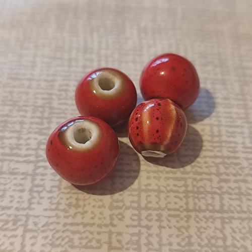 Perles céramiques rouge 12 mm
