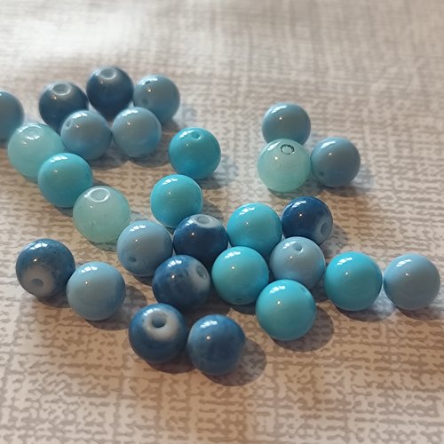 Perles rondes tons bleu 8mm