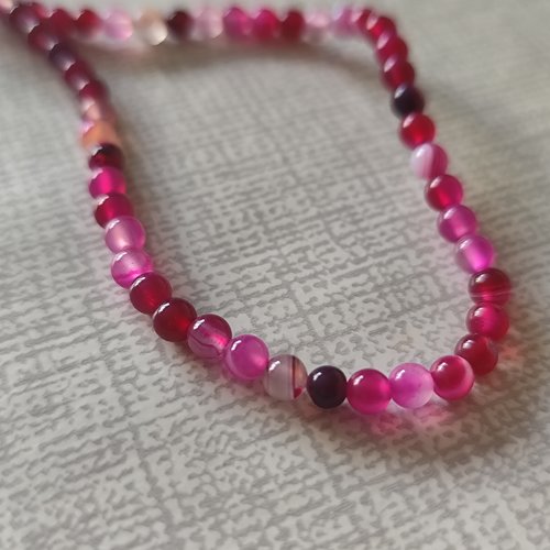 Fil de perles agate 4mm - teintées rose