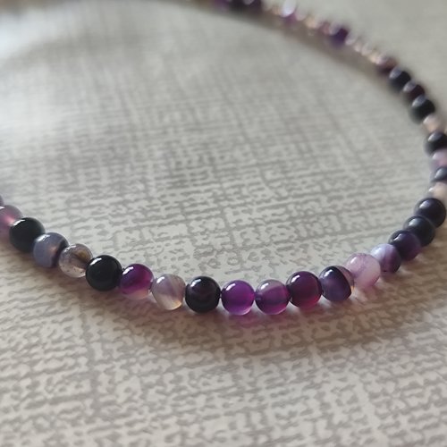 Fil de perles agate 4mm - teintées violet