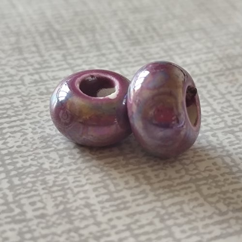 Perles céramiques violet - lot de 2