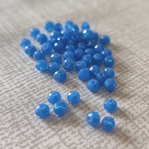 Perles facettes 4mm bleu